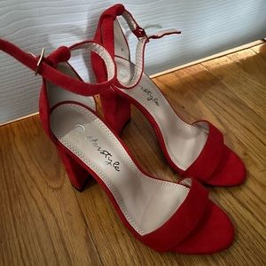 NWOT Red open toe Heels (3.75 in)